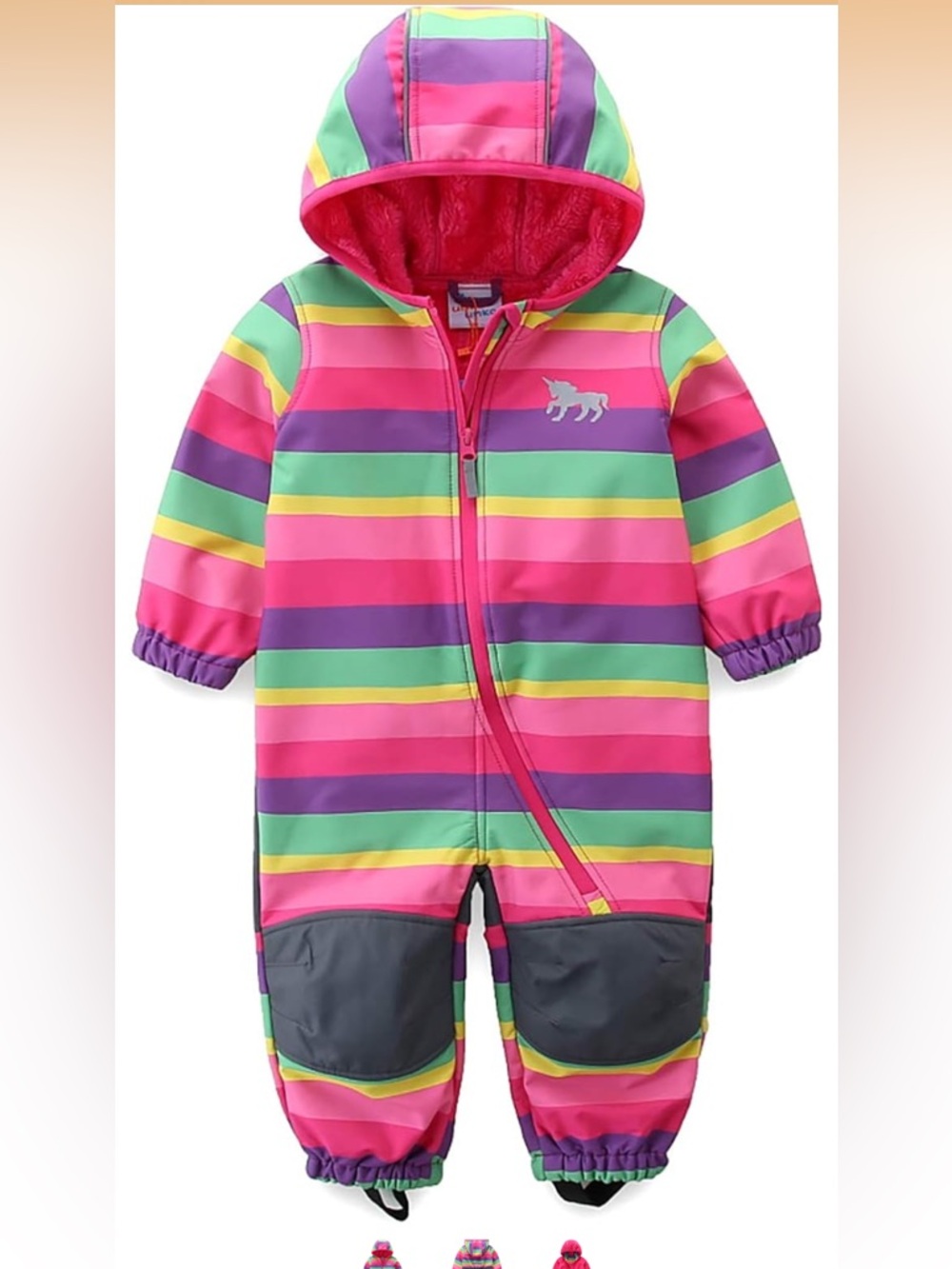 Umka Umka Colorful Striped Hooded Baby Snow Suit